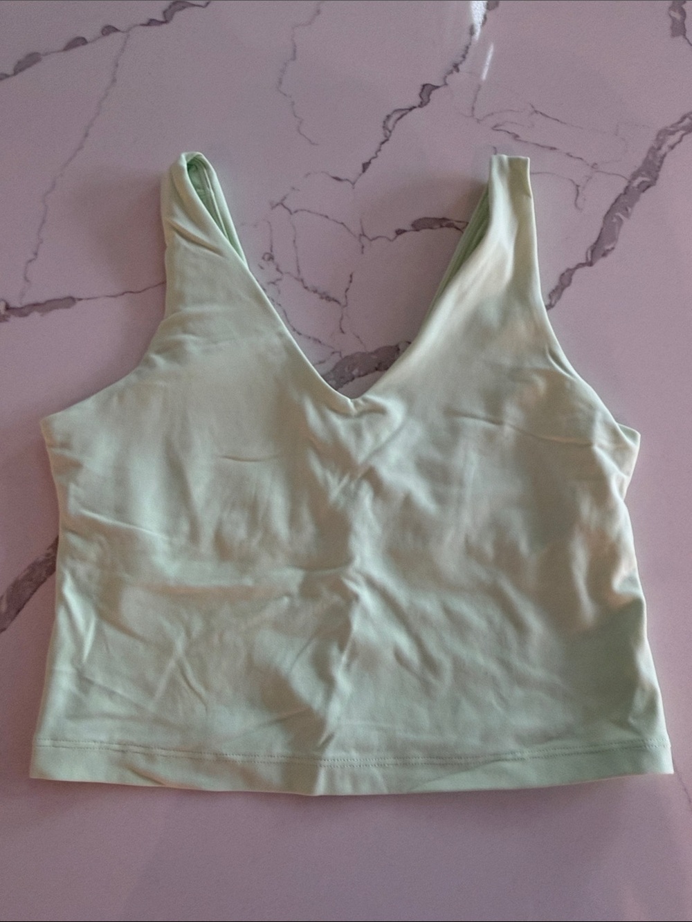 Athleta Pale Mint Transcend V-Neck Sports Bra Tank